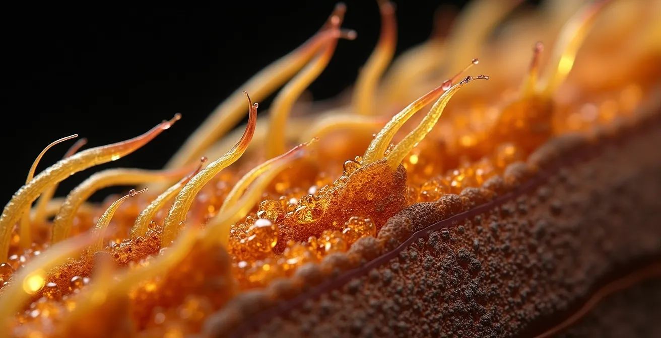 Mikroskopische Ansicht der Haarschuppenschicht mit Ceramid-Versiegelung