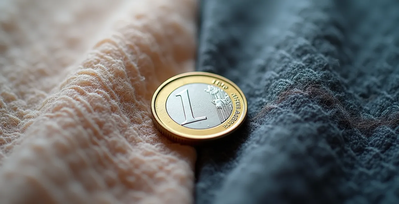 Detailaufnahme von hochwertigen und billigen Textilien im direkten Vergleich