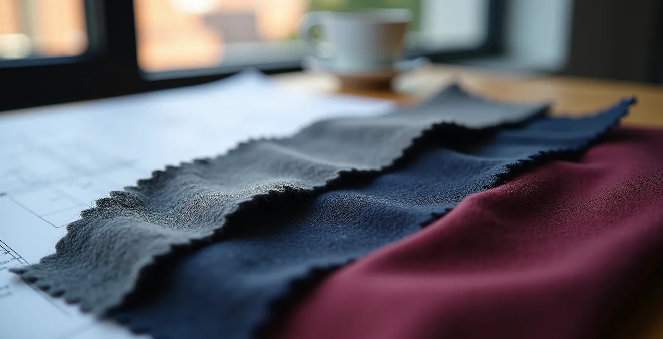 Farbpalette mit strategisch gewählten Business-Farben auf deutschem Schreibtisch