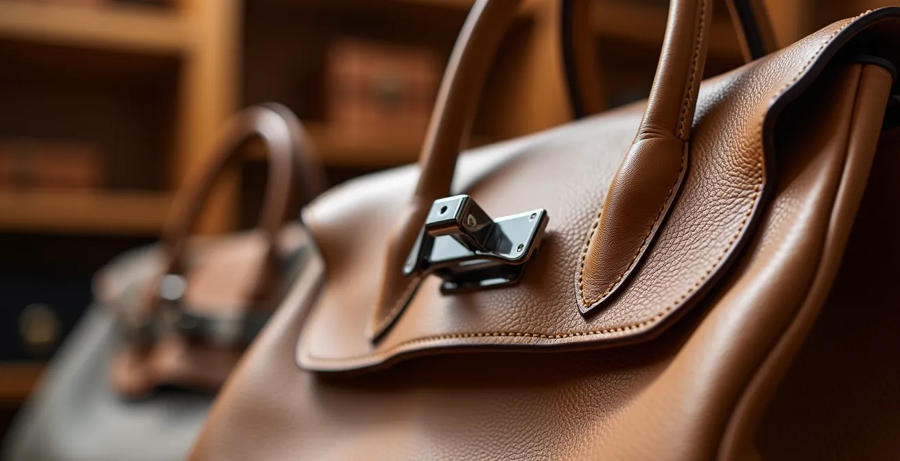 Hochwertige Designer-Handtaschen als Wertanlage elegant präsentiert